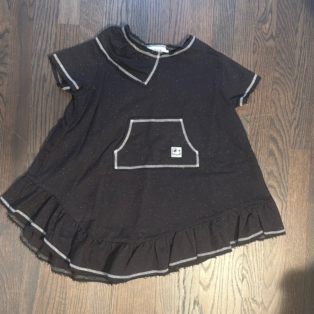 Girls Loud Oversized Black speckled short sleeve dress, sizes 3 and 5